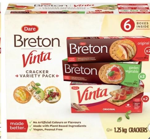 Dare Breton Crackers 6 boxes Variety Pack, 1.25kg (68054)