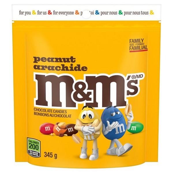 M&M Stand Up Pouch Peanut Family Size - 345g (15)(46482)