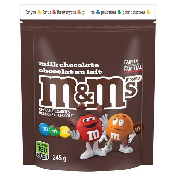 M&M Stand Up Pouch Milk Choc Family Size - 345g (15)(46664)