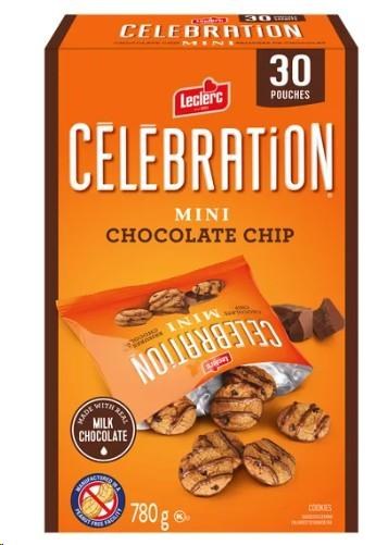 Celebration Mini Chocolate Chip Cookies, 30 Ã— 26g (22314)