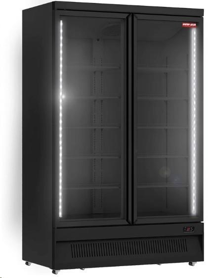 New Air NGR-49-HB 49" Black Two Glass Door Reach-In Merchandiser Refrigerator with 809L Capacity - 110V, 3.2A