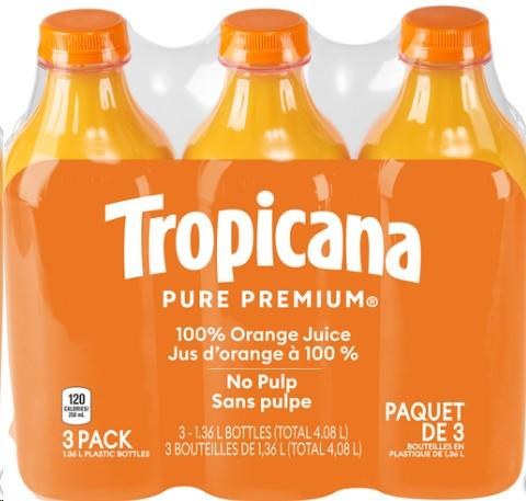 Tropicana Pure Premium Original Orange Juice 3 x 1.36L (2)