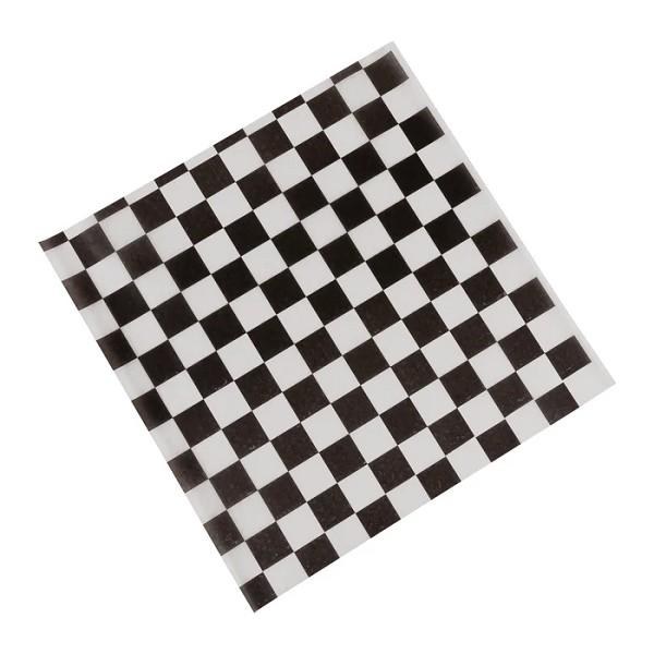Hy Pax Black Checkered Basket Liners, 12" x 12" - 1000/CS - SOLD BY CASE - (1) (02203) (HPE-BSKLN-1212-BLK)