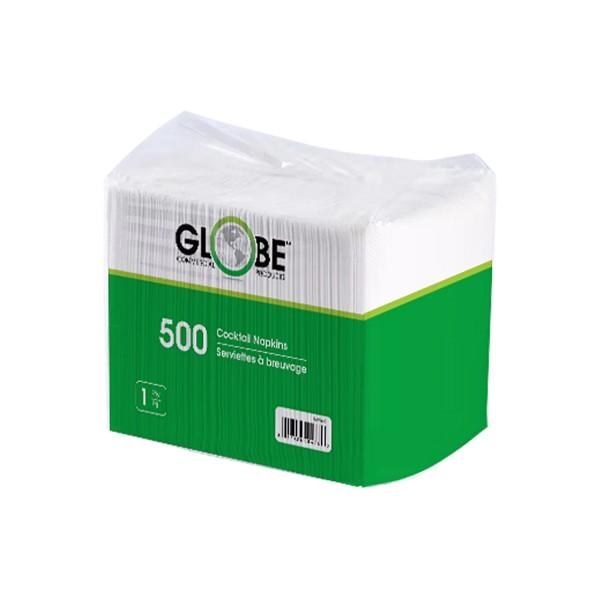 Globe Cocktail Napkin 1/4 Fold (9"x 9") - 500/PKG (8) (00478)