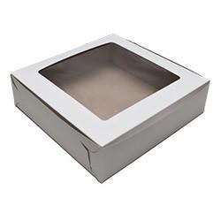Vicbay White Cake Box w/ Window - 8" x 8" x 2.5" - 250/CASE
