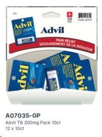 Gravity Pack - Advil TB 200mg Pocket Pack 10ct - 12/BOX - SOLD BY BOX - (1) (07035)