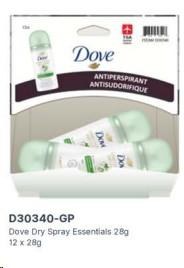 Gravity Pack - Dove Dry Spray Cool Essentials - 28g - 12/BOX - SOLD BY BOX - (1) (30340)