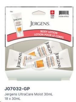Gravity Pack - Jergens Ultra Care Moisturizer - 30mL - 18/BOX - SOLD BY BOX - (1) (07032)