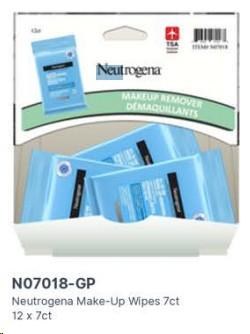 Gravity Pack - Neutrogena All in One Make-Up Wipes - 7ct - 12/BOX - SOLD BY BOX - (1) (07018)