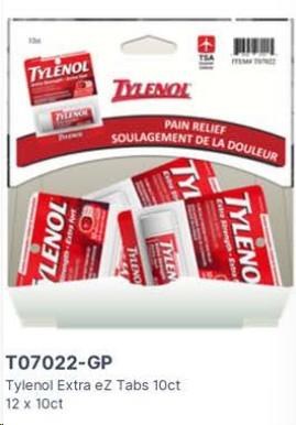 Gravity Pack - Tylenol Extra Strength eZ Tabs - 10ct - 12/BOX - SOLD BY BOX - (1) (07022)