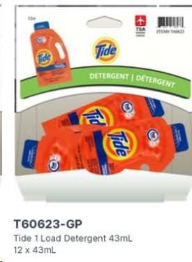 Gravity Pack - Tide 1 Load Liquid Detergent - 43mL - 12/BOX - SOLD BY BOX - (1) (60623)
