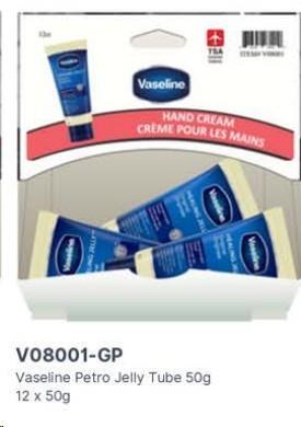 Gravity Pack - Vaseline Petroleum Jelly Tube - 50g - 12/BOX - SOLD BY BOX - (1) (08001)