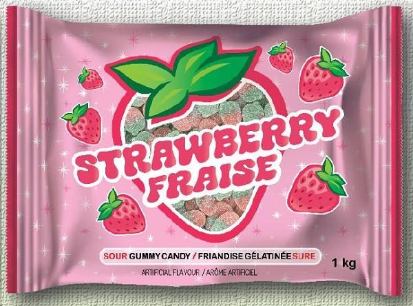 Gummy Zone Sour Strawberry - 1KG - SOLD BY EACH - (12) (49701)
