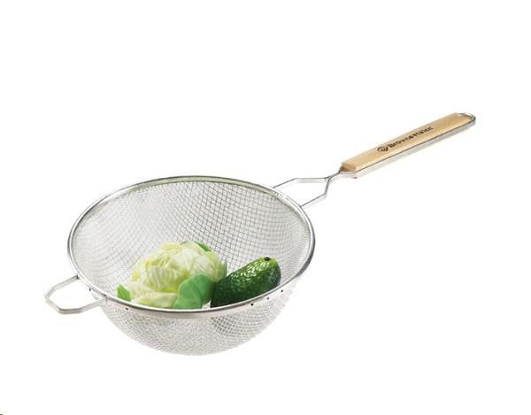Strainer, Stainless Steel, Double Fine Mesh, Wooden Handle, 10.8" - SOLD BY EACH (8099) (71452)