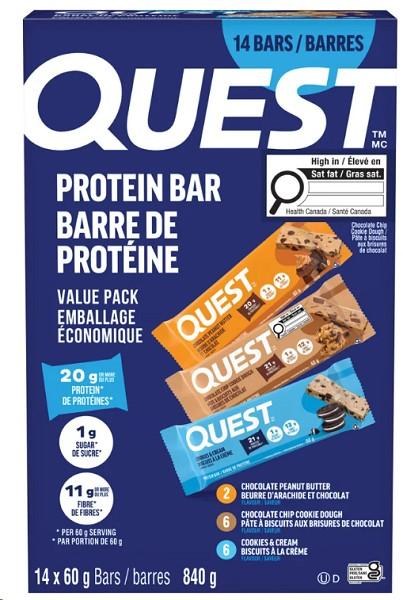 Quest Protein Bars Variety Pack, 14 Ã— 60 g