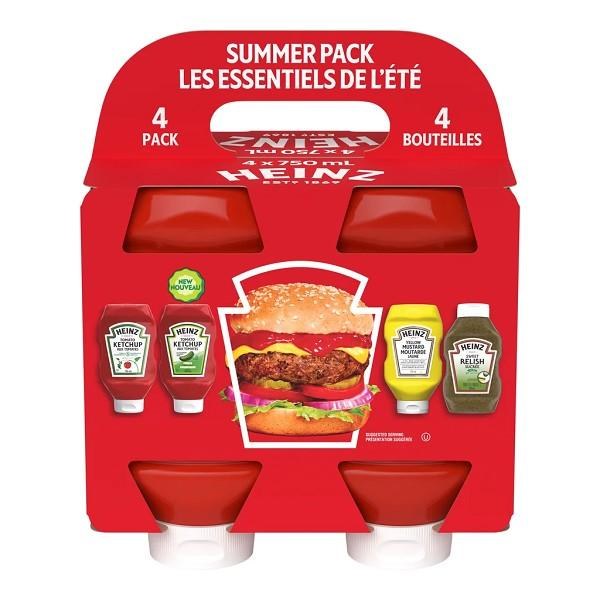 Heinz Summer Pack (Ketchup, Pickle Ketchup, Mustard, Relish) - 750mL x 4/PKG - SOLD BY PKG - (1) (3339431)