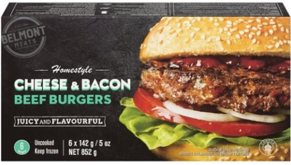 Belmont Meats Homestyle Cheese & Bacon Beef Burger 5oz - 852g (8)