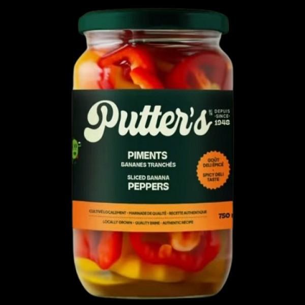 Putter's Hot Banana Peppers Sliced - 750ml (12) (53179)