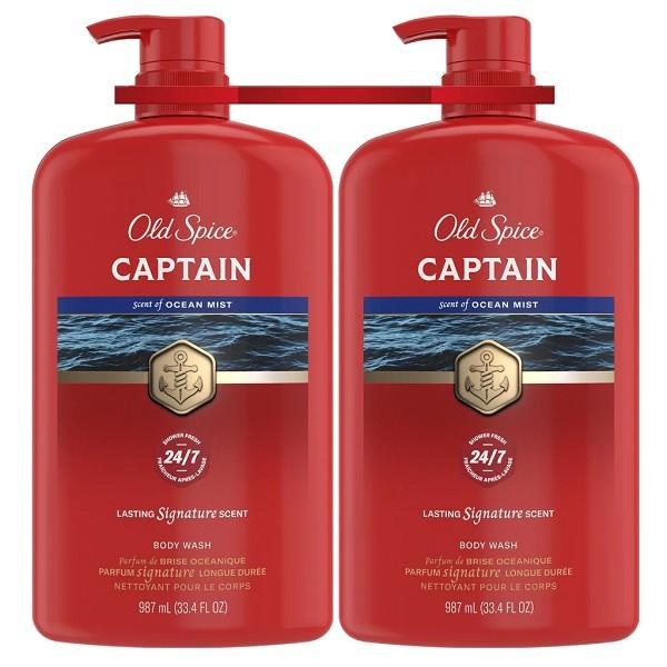 Old Spice Men's Body Wash, Captain - 2 x 987mL - SOLD BY PKG (1) (XXXXX)