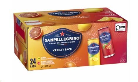 CAN - SANPELLEGRINO Naturali Italian Sparkling Drinks, Variety Pack - 330mL x 24/CS - SOLD BY CASE (XXXXX)