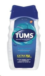 Tums Extra Strength 750mg Antacid Peppermint Calcium Carbonate Tablets USP 100ct (00036) (24)