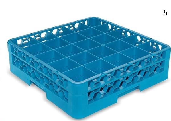 Carlisle - OptiClean 25-Compartment Divided Glass Rack with 1 Extender 5.56" - Carlisle Blue (RG25-114)