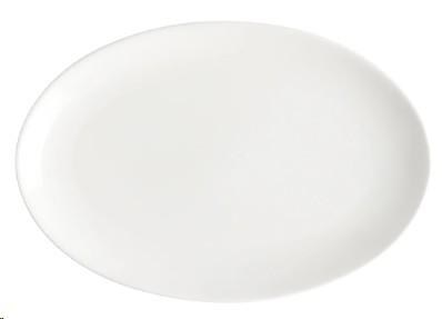 Plate, 30.6x20.6cm / 12x8", oval, coupe, vitrified high alumina porcelain, white, Foundation (5 year limited no chip warranty) - DOZEN
