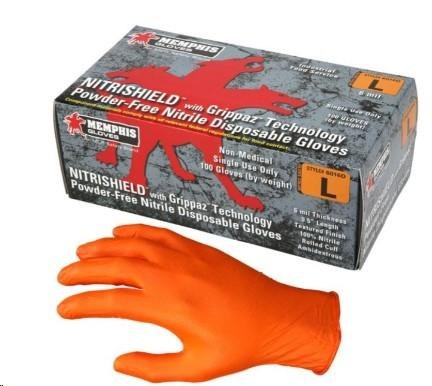 NitrileShield with Grippaz Disposable Nitrile Gloves, Powder Free, 6mil, Orange 100/BOX(60160S)