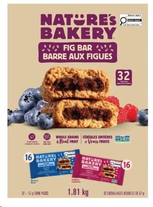 Nature's Bakery Whole Wheat Fig Bars Variety Pack, 32 Bar Ã— 57 g 1.81 KG (62104)