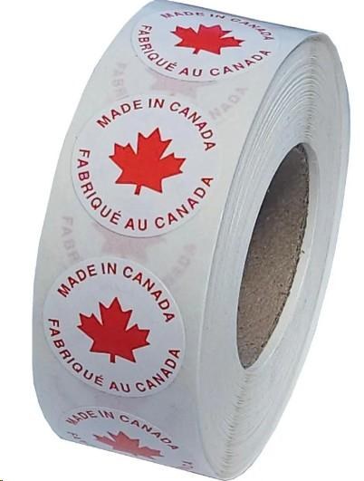 Made in Canada Labels 1 1/4 round labels 3 â€œ Core  - 500/roll