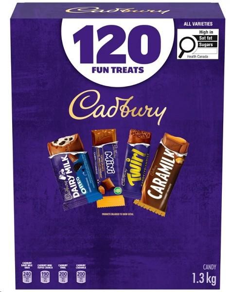 Cadbury Candy Variety Pack, 120 Bars, 1.3 kg (1824044)