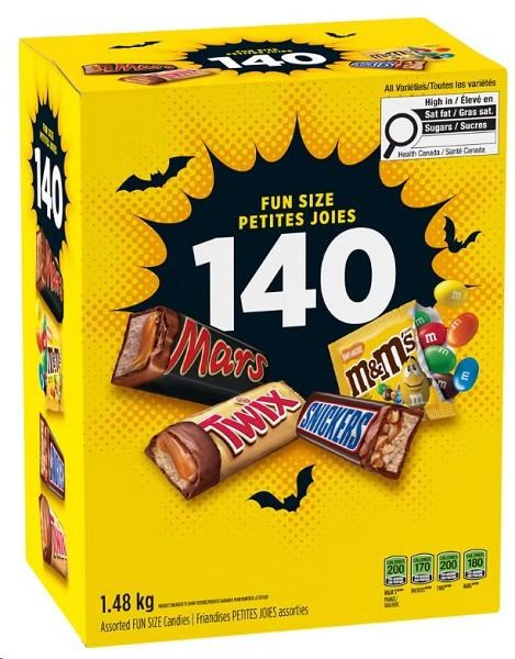 Mars Assorted Fun Sized Chocolate Candy, 1.48 kg 140-pc (2141192)