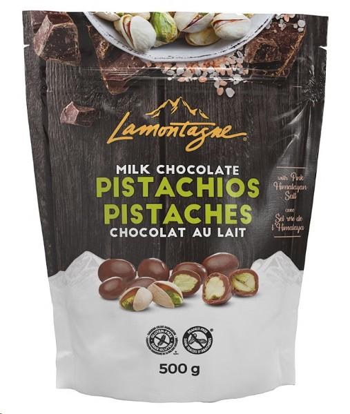 Lamontagne Milk Chocolate Pistachios with Pink Himalayan Salt, 500 g (77404)
