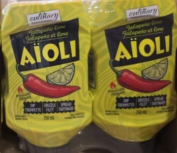 Culinary Treasures Jalapeno Lime Aioli Dipping Sauce 2 x 750ml (20026)