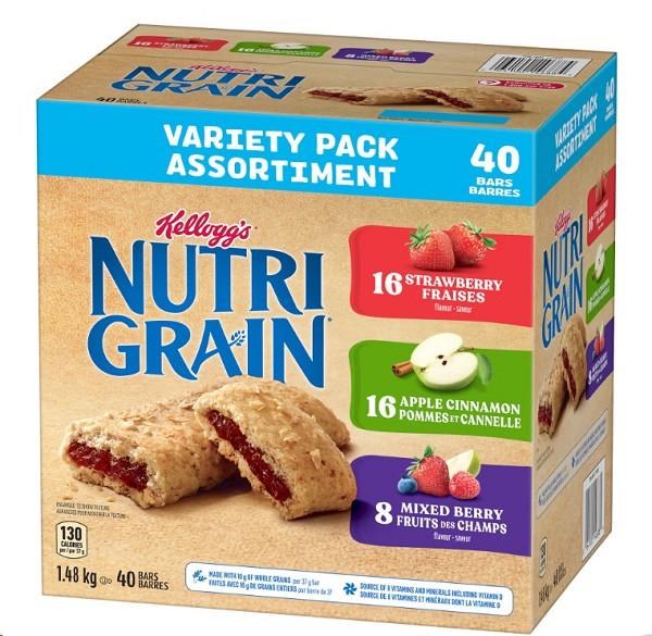 Kellogg's Nutri-Grain Bars, Variety Pack, 40 x 37 g (15295)