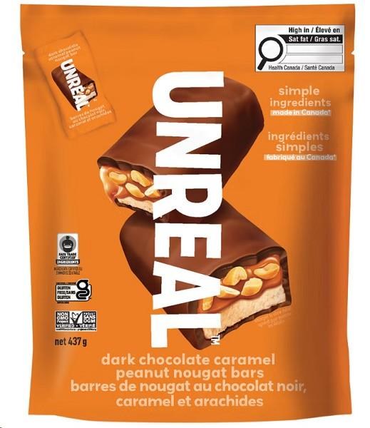 UnReal Dark Chocolate Caramel Peanut Nougat Bars, 437 g (61002)