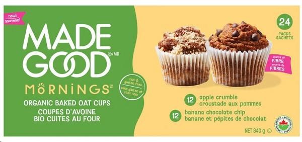 MadeGood Mornings Organic Baked Oat Cups, 24 Ã— 35 g (21807)