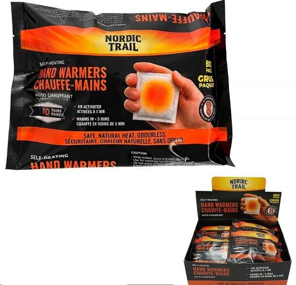 Nordic T. 10 Pairs Hot Pad Hand Warmers, printed bag, 8/PDQ - (8)(84387)