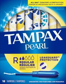 Tampax Pearl Regular Unscented Tampons - 18/PKG (12) (00454)