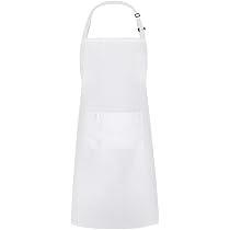 White Apron/Bib w/ Designer Adj. Neck Strap & 2 Pocket - 29"Wx34 L - EACH (1) (1150WH)