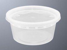 Choice 16 oz. Clear RPET Shallow Hinged Deli Container - 50/Pack