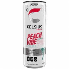 CAN- Celsius Peach Vibe - 12 x 355ml (60728) (PEPSI)- Sold by Case