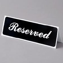 Vollrath Reserved Sign 3" x 9" (89183)