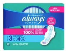 Always Ultra Thin Size 3 Extra Long Super With Flexi-Wings Pads Sch - 17/PKG (6) (03345)