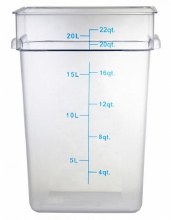 Omcan Food Storage Container, 22QT Square, Clear - SOLD BY EACH (80182)