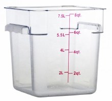 Omcan Food Storage Container, 8QT Square, Clear - SOLD BY EACH (80169)