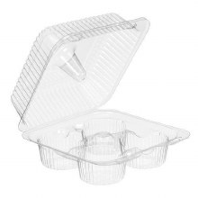 Inline 4-Comp Hinged Muffin Cupcake PET Container - 288/cs (SLP44A)