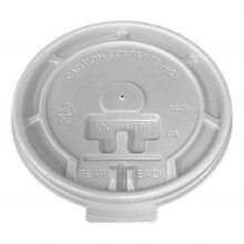EcoSystems Lid, Tear Back - For 10-20oz Coffee Hot Cups, Plain, White - 100/SLV - SOLD BY SLV - (10) (50122)