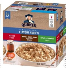 Quaker Instant Oatmeal 3 Flavour Variety 66 Pack, 2.45 kg(31194)