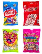 Additional picture of Assorted Peg Bag Floor Display PPK (Rockets, Dubble Bubble, Cry Baby Sour Gum, Double Lollies) - 96count (9080)